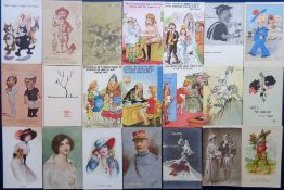 Postcards, a subject mix of approx. 38 cards inc. comic artists inc. Chas (all Bamforth, smutty