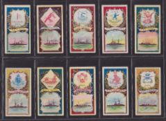Cigarette cards, Hill Battleships & Crests (set 25 cards) (8 cards fair, 17 cards about gd)