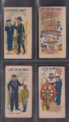 Trade cards, Barratt's, Life in the Navy, four cards, The Admiral, Dinner, Joining Navy and Learning