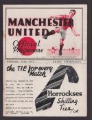 Football programme, Manchester United v Wolverhampton Wanderers, 29 August, 1936, Division 1 (