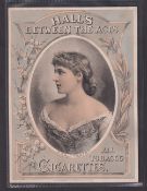 Cigarette card, USA, Thos. H. Hall, Celebrities, premium size, type card, Mrs Langtry (very light