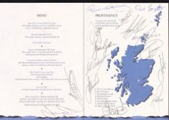 Golf autographs, Ryder Cup, Gleneagles, 2014, a menu card from the 2014 Ryder Cup with multiple