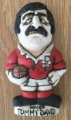 Rugby Union, Tommy David of Wales, a John Hughes Pottery Grogg showing David in Welsh