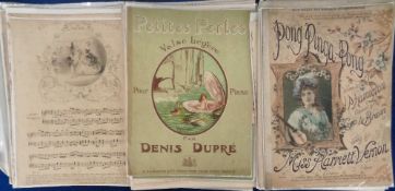 Music, Victorian sheet music with illustrated covers, 100 items with a variety of subjects including