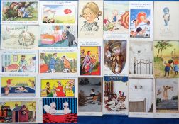 Postcards, Comic, a mixed comic and children selection of 55+ cards. Artists include Spurgin,
