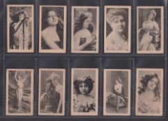 Cigarette cards, USA, ATC, Beauties (Numbered, Blue net design back, front in b/w) (set, 25