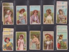 Cigarette cards, Phillips, Beauties (Numbered, B801-B825) (set, 25 cards plus 11 duplicates) (some