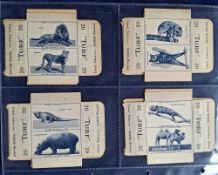 Cigarette cards, Carreras Turf, Uncut Slides, 4 sets, Radio Celebrities (singles), Zoo Animals (