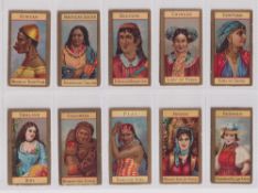 Cigarette cards, USA, Kinney, Types of Nationalities (Folders) mixed printings (set, 25 cards) (gd)