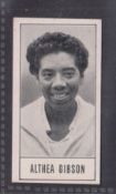 Trade cards, Barratt, Giants in Sport type card no. 18 Althea Gibson Tennis (vg)