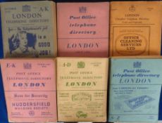 Telephone Directories, London, 1946 A-K, 1951 E-K, 1953 A-D, 1953 S-Z, 1956 E-K, 1959 A-D, 1965