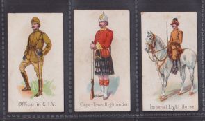 Cigarette cards, Harvey & Davy, Colonial Troops, 3 cards, 'Officer in CIV', 'Cape Town