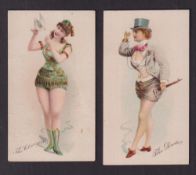 Cigarette cards, USA, Buchner, Morning Glory Maidens, 'X' size, two cards, ref. N285 (General