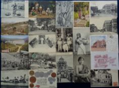 Postcards, Ceylon, a selection of 30+ cards, with topless (2), coin card, mat weaving, decorated