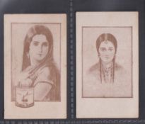 Cigarette cards, India, Zenith Tobacco, Bombay, Indian Women, two cards (gen. gd) (2)