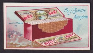 Cigarette card, Smith's, Advertisement card for Rustic Beauty Cigarettes, illustrated with cigarette