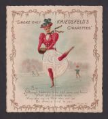 Cigarette card, Kriegsfeld, Metamorphic Folder (Adopted title), opens to Christmas girl skater,