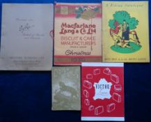 Advertising, 5 Product Catalogues to comprise Macfarlane Lang & Co Ltd 1939 Christmas catalogue (