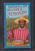 Trade card, Batger Advertisement Series, type card no 16 Sugared Almonds (gd)