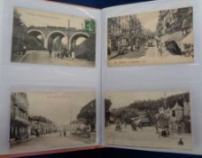 Postcards, France, a modern album of approx. 94 French, mostly animated street scenes of towns and