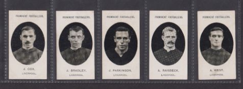 Cigarette cards, Taddy, Prominent Footballers (no Footnote), Liverpool, 5 cards Cox, Bradley,