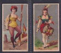 Cigarette cards, USA, Goodwin's, Occupations for Women, two cards, Boat Racer & Drummer (gd) (2)