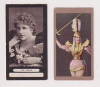 Cigarette cards, Cohen, Weenen & Co, two cards, Actresses 'FROGA', type card Ida Rene (with hand