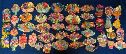 Tobacco silks, Turmac, Shaped Designs, Flower Baskets, a collection of 40+ embroidered silk flower