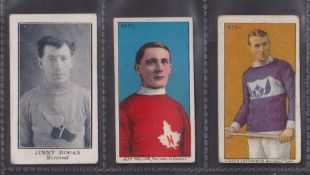 Cigarette cards, Canada, Anon (ITC, Canada), Lacrosse Series, three type cards, each with