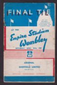 Football programme, Arsenal v Sheffield United, 25th April 1936, FA Cup Final played at Wembley (