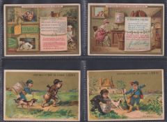 Trade cards, Liebig, 3 sets of 6 cards S168 Songs V French (fair/gd), S111 Hunting Scenes French (