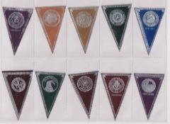 Tobacco leathers, ATC, College Seals, triangular pennant shaped, 40 different, two different