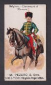 Cigarette card, Pezaro, Armies of the World (Nestor), type card, Belgium - Lieutenant of Hussars (