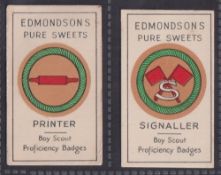 Trade cards, Edmondson, Boy Scout Proficiency Badges, two cards, Printer & Signaller (gd/cg) (2)