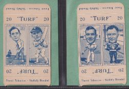 Cigarette cards, Carreras Turf, Uncut Slides Doubles, Sports Series (set 25 cards, 2 pictures per