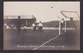 Football postcard, Arsenal v Liverpool at Plumstead, 6.10.1906, photographic card showing match