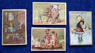 Trade cards, Liebig 4 sets, French Language S100 A Boating Accident, S87 Japanese, S222 Floral