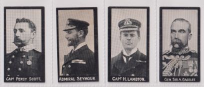 Cigarette cards, Rutter, Boer War Celebrities, 4 cards Scott, Seymour, Lambton, Gaslee (gd)