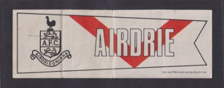 Trade cards, A&BC Gum, Football Pennants (Scottish) 1968, type, 'Airdrie' (folds as issued, fair /