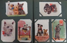 Postcards, Dogs, a collection of approx. 107 cards in vintage album. With RPs and illustrated (