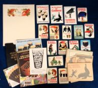 Trade cards, Guinness, selection of items inc. plastic calendar cards for 1952-1961 (inclusive), a