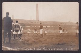 Football postcard, Arsenal v Manchester United, Cup Tie at Manchester, 10.03.1906, photographic card