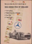Motor racing, a Mercedes-Benz promotional poster showing the results of the 1955 English Grand