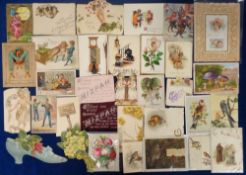 Ephemera, Victorian greetings cards, approx. 300 cards, most removed from albums, to include