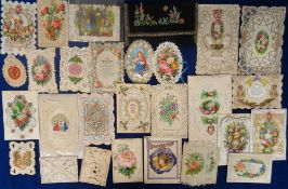 Ephemera, a selection of 40+ Victorian items to comprise ornate hand-made cards (mainly Valentines
