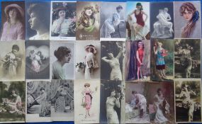 Postcards, Glamour, a collection of 90 cards to include Corbella, Fabiano, Meunier and Leonnec
