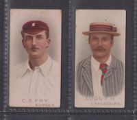 Cigarette cards, Wills, Cricketers 1896, 2 cards C B Fry Sussex, F H Sugg Lancashire (slight