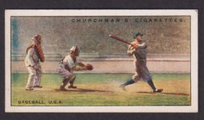 Cigarette cards, Churchman's, Sport & Games in Many Lands (set, 25 cards) includes Babe Ruth