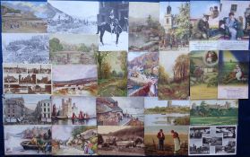 Postcards, a mixed age selection of over 90 comic, song cards and illustrated UK scenic views,