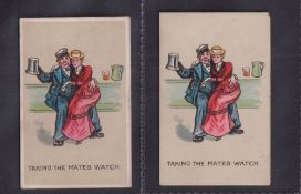 Cigarette cards, R. Mason & Co, Naval & Military Phrases, two cards 'Taking the Mates Watch', one